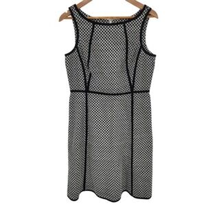 Talbots Petite Eyelet Midi Dress Church Office Career Black White Preppy Size 8P